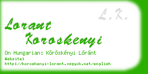 lorant koroskenyi business card