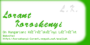 lorant koroskenyi business card